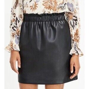 Ann Taylor LOFT Womens Large Black Faux Leather Skirt